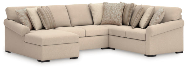 LadyMae Twill 4-Piece Sectional with Left-Arm Facing Chaise