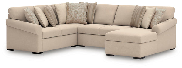 LadyMae Twill 4-Piece Sectional with Right-Arm Facing Chaise