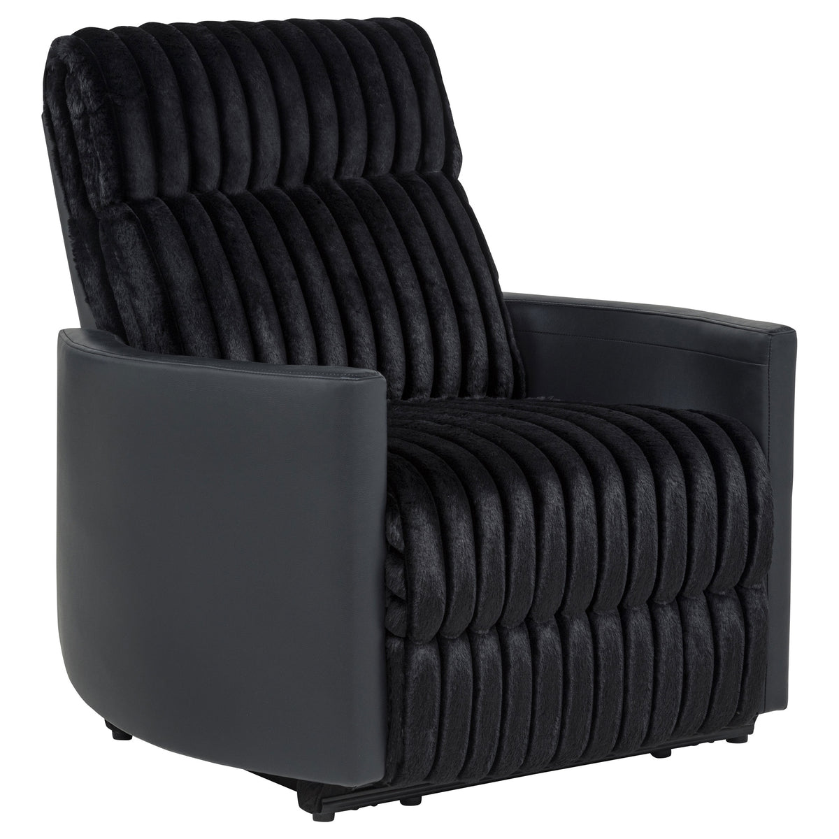 Madden Corduroy Upholstered Pillow Arm Manual Recliner Black