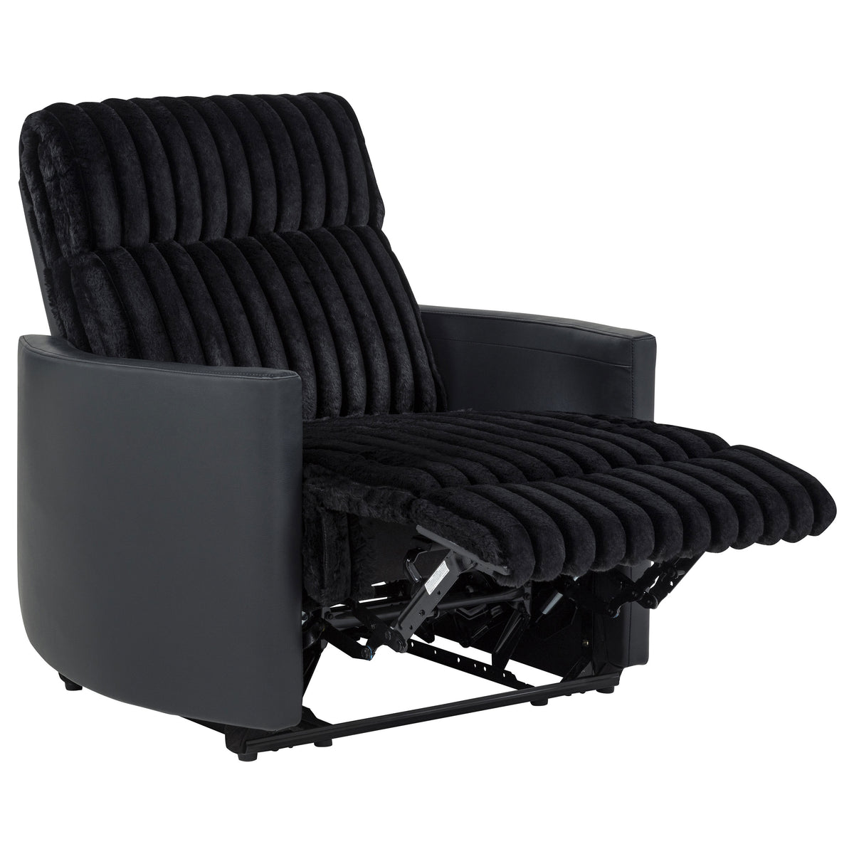Madden Corduroy Upholstered Pillow Arm Manual Recliner Black