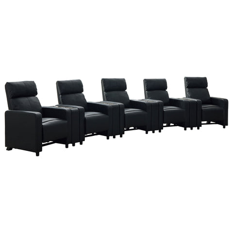 Toohey Upholstered Tufted Recliner Living Room Set Black