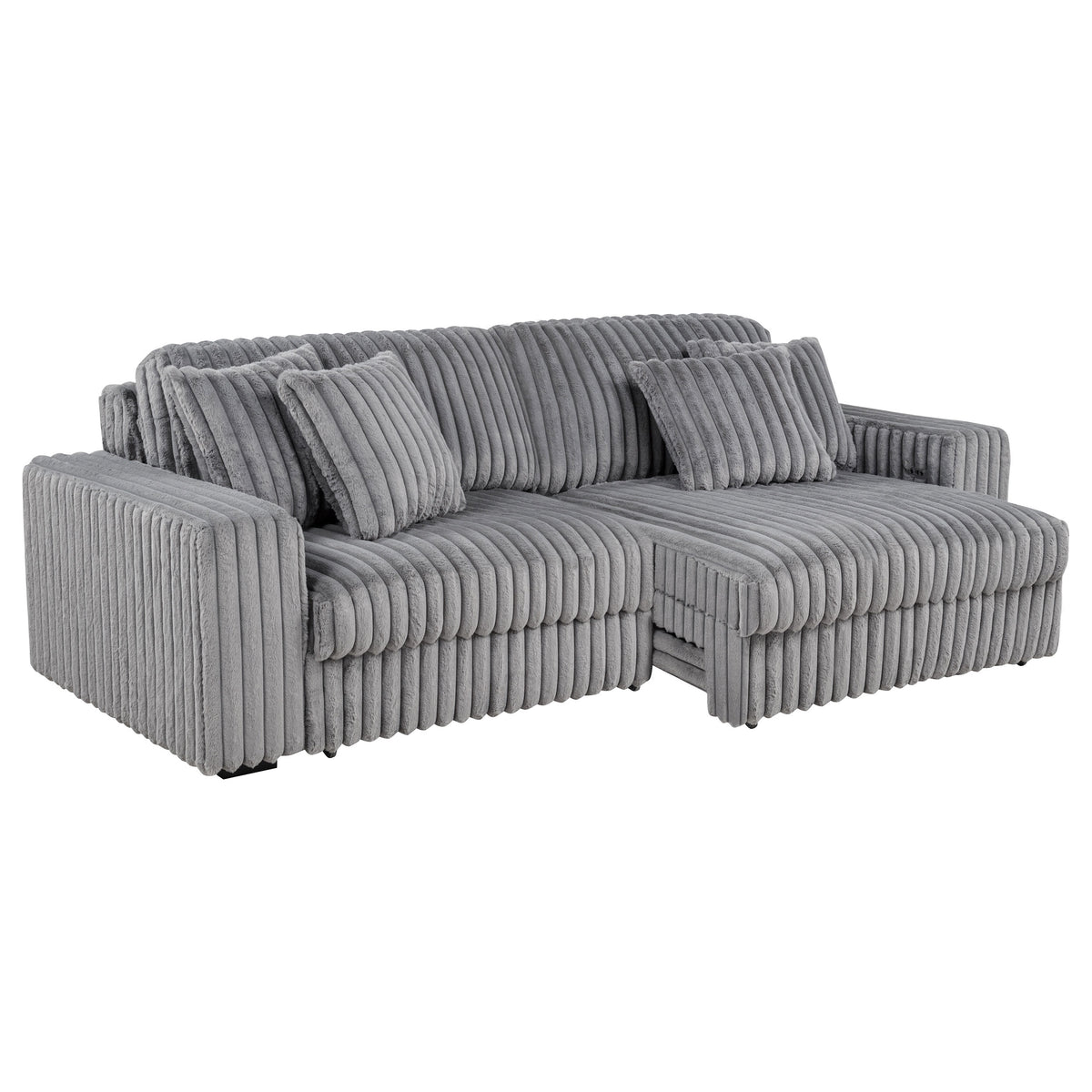 Jacana Corduroy Upholstered Dual Power Chaise Sofa Grey