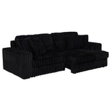 Jacana Corduroy Upholstered Dual Power Chaise Sofa Black