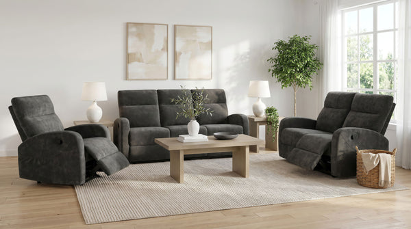 Hamilton Reclining Living Room Set Charcoal Grey