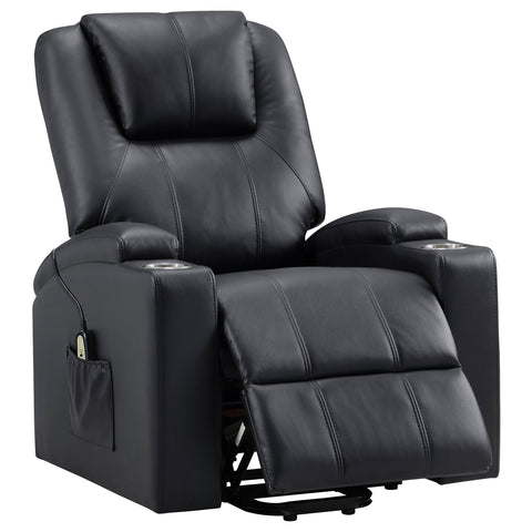Armstrong Channel-Stitched Faux Leather Power Lift Massage Recliner Espresso
