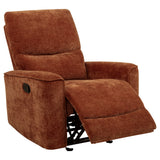 Navarro Chenille Upholstered Glider Recliner Burnt Orange