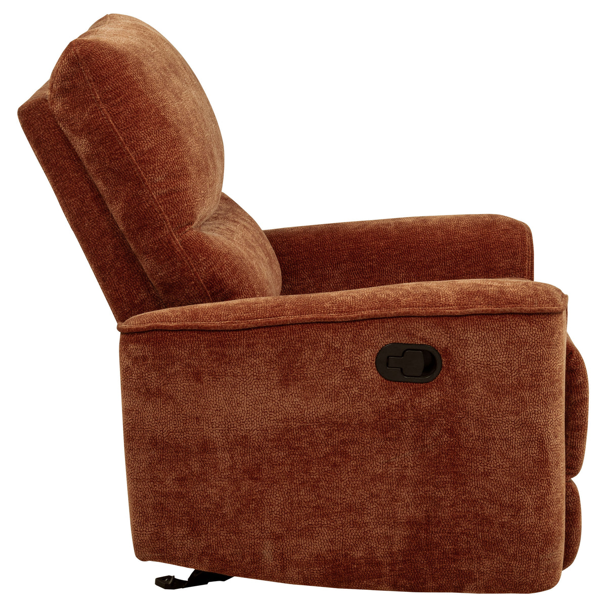 Navarro Chenille Upholstered Glider Recliner Burnt Orange