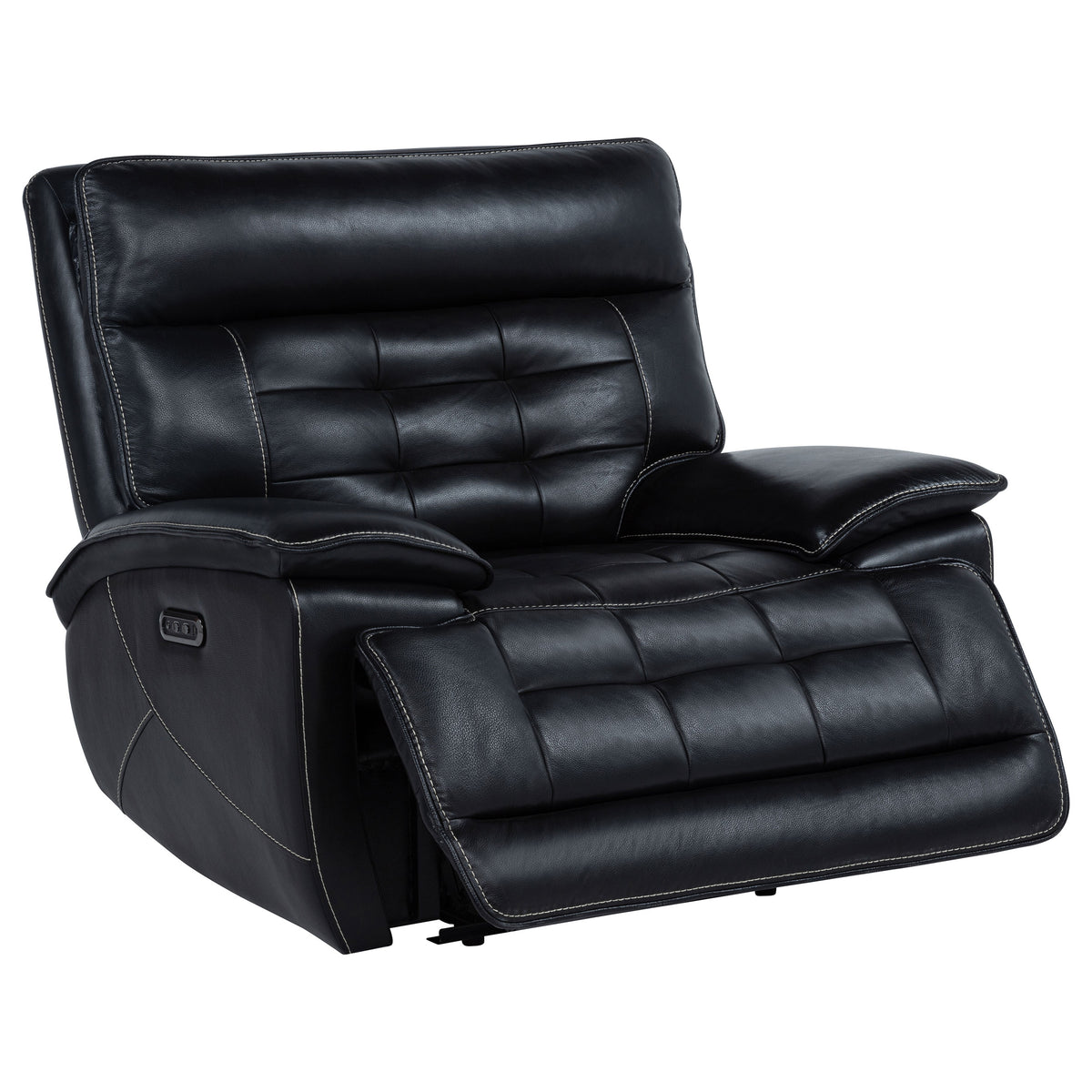 Hewitt Leather Upholstered Dual Power Recliner Chair Black