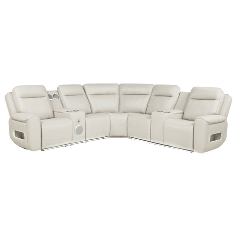 Rojas 3-Piece Dual Power L-Shaped Sectional Sofa with Bluetooth Greige