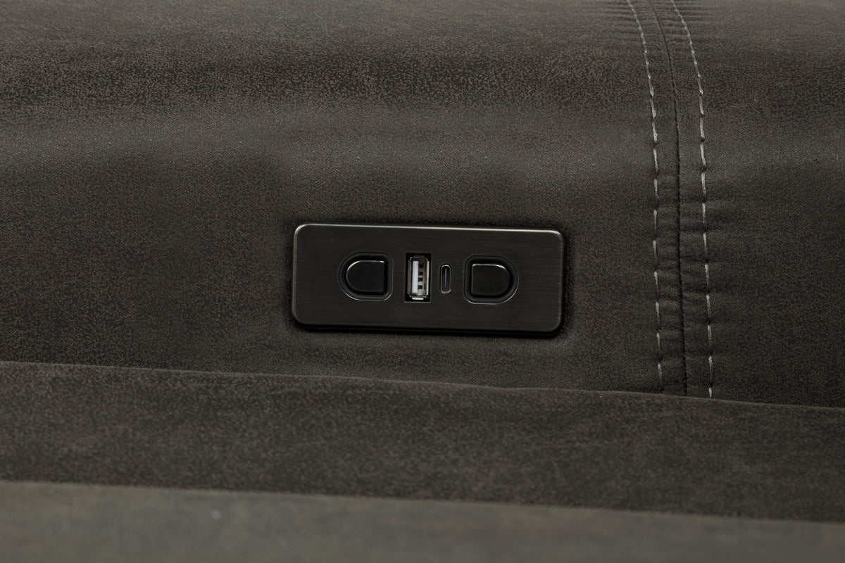 Marcell Transitional LAF Power Recliner with USB Charging Grey