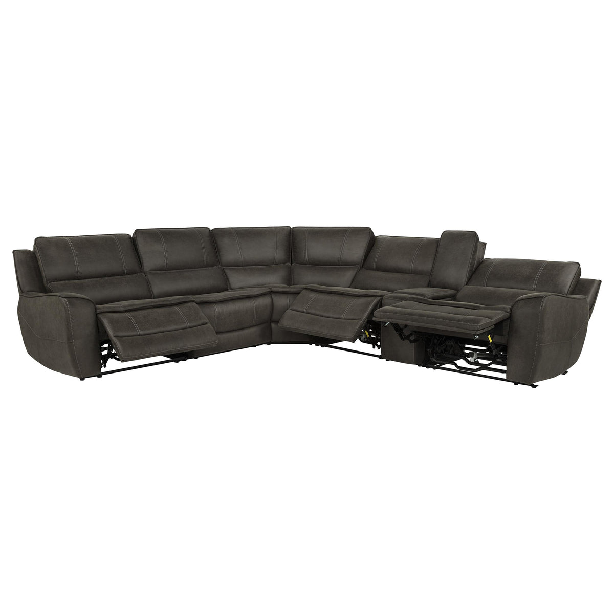 Marcell 6-Piece L-Shaped Power Reclining Sectional with Console Grey