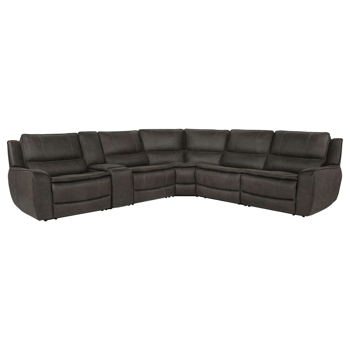 Marcell 6-Piece L-Shaped Power Reclining Sectional with Console Grey