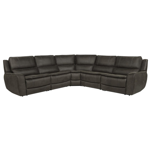 Marcell 5-Piece L-Shaped Modular Power Reclining Sectional Sofa Grey