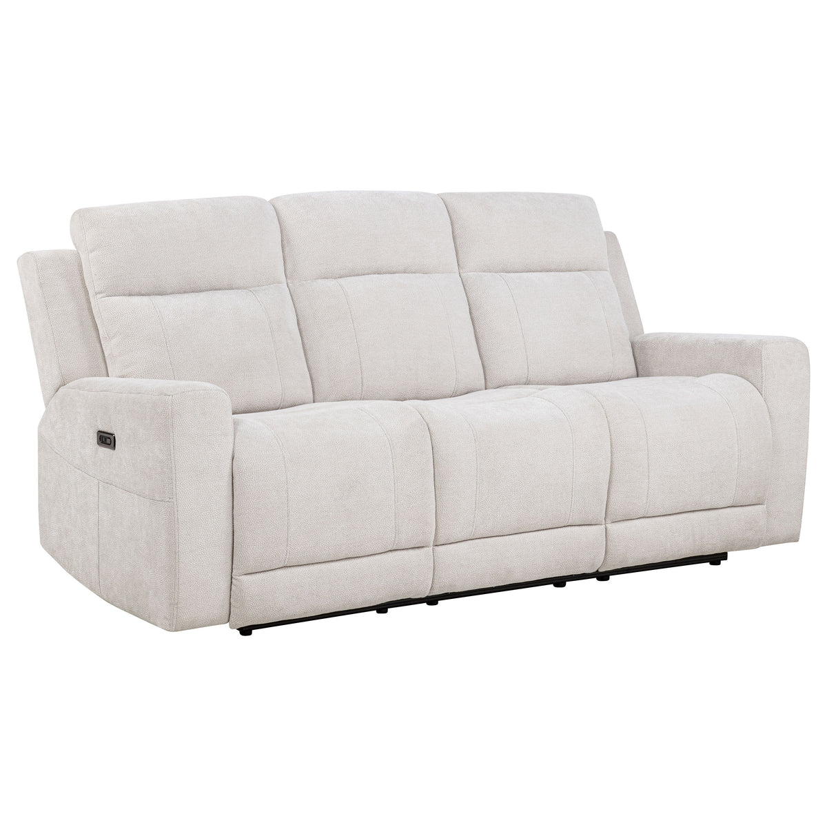 Kennett Chenille Upholstered Power Reclining Sofa Ivory