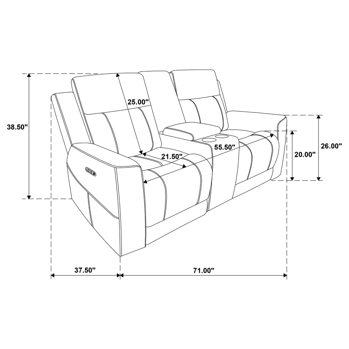 Kennett Chenille Upholstered Power Reclining Loveseat Ivory