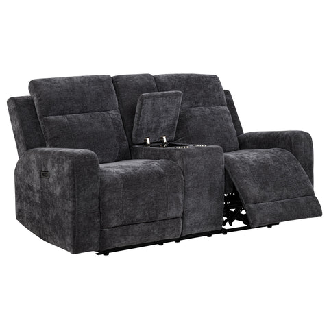 Kennett Chenille Upholstered Power Reclining Loveseat Dark Grey