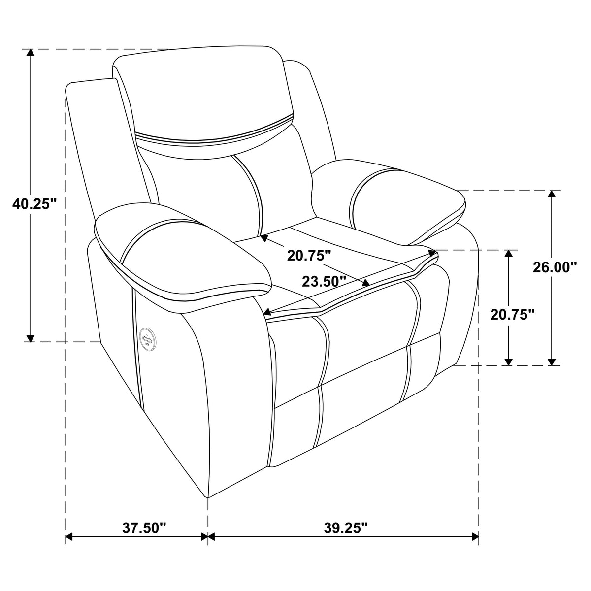Sycamore Upholstered Power Recliner Chair Dark Brown