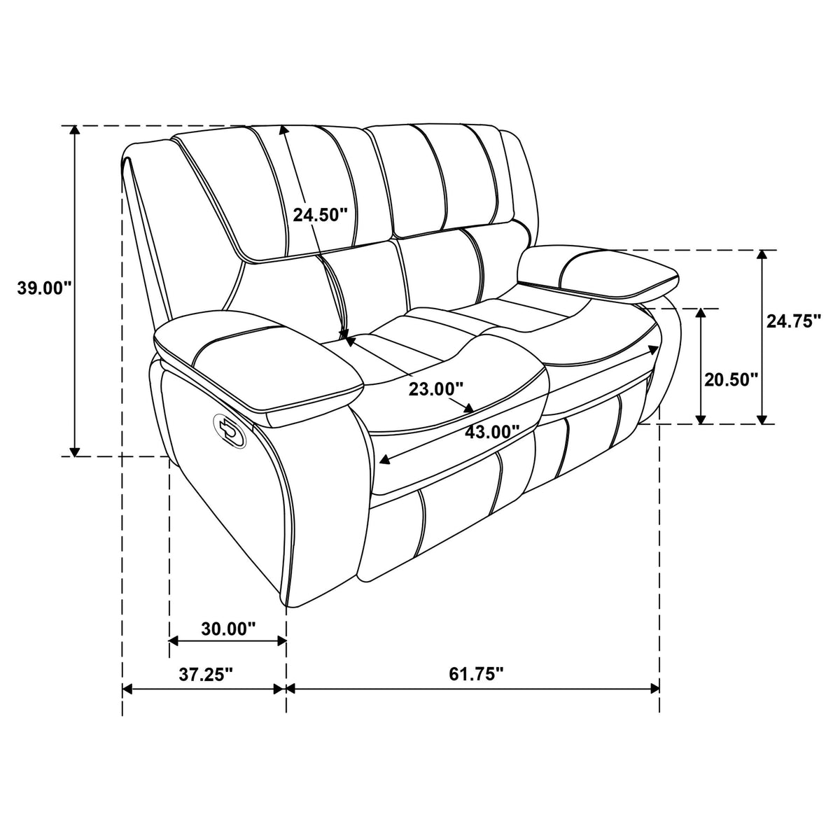 Camila Upholstered Motion Reclining Loveseat Black