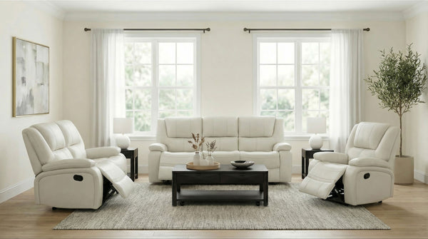 Camila Reclining Living Room Set White
