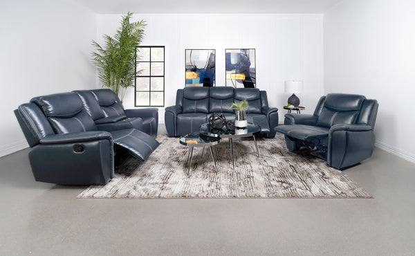 Sloane Reclining Living Room Set Blue