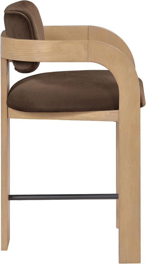 Cedra Velvet Performance Fabric Upholstered Counter Stool — 33052-C - Brown - 33052Brown-C alternate view 3
