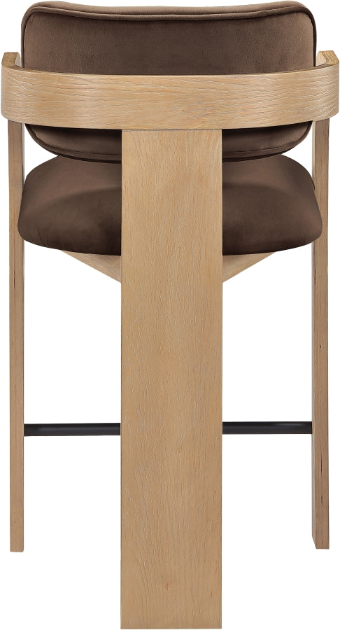 Cedra Velvet Performance Fabric Upholstered Counter Stool — 33052-C - Brown - 33052Brown-C alternate view 4
