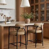 Serava Vegan Leather Upholstered Counter Stool — 77067-C - Tan - 77067Tan-C alternate view 1
