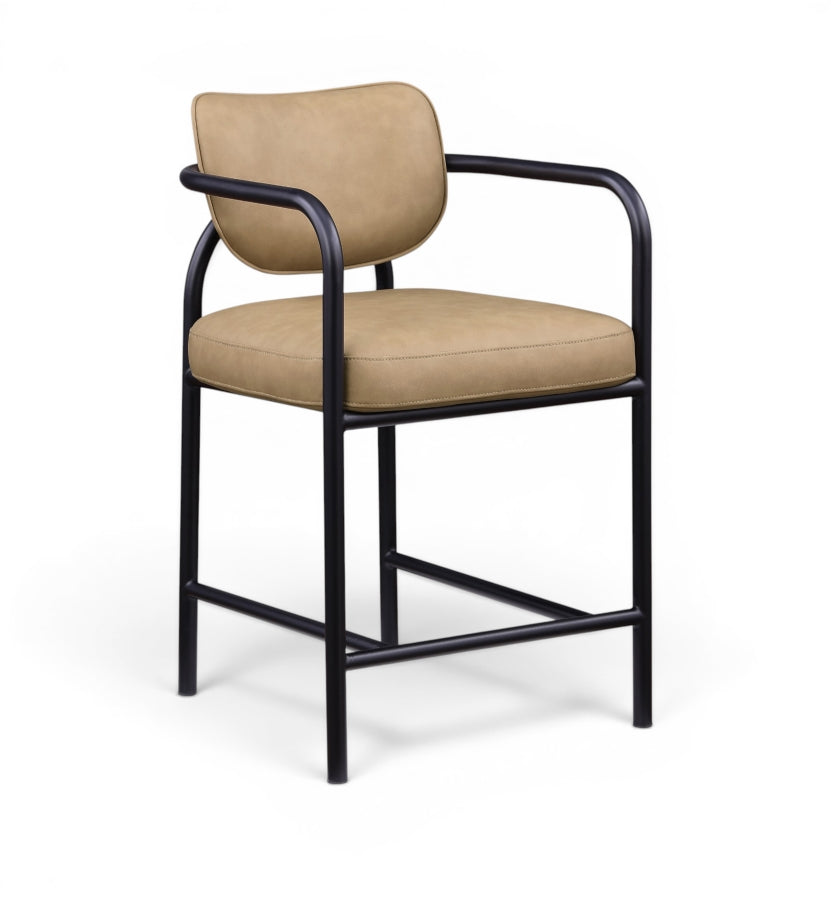 Serava Vegan Leather Upholstered Counter Stool — 77067-C - Tan - 77067Tan-C
