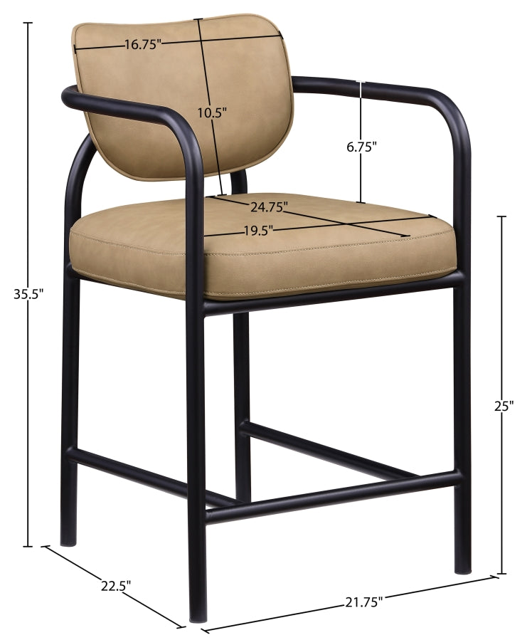 Serava Vegan Leather Upholstered Counter Stool — 77067-C - Tan - 77067Tan-C Dim