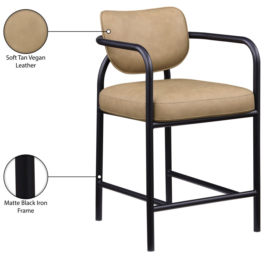 Serava Vegan Leather Upholstered Counter Stool — 77067-C - Tan - 77067Tan-C Infographic
