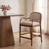 Cambria Fabric Upholstered Counter Stool — 75032-C - Beige - 75032Beige-C alternate view 1