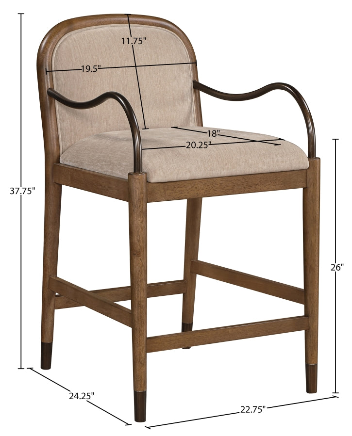 Cambria Fabric Upholstered Counter Stool — 75032-C - Beige - 75032Beige-C Dim