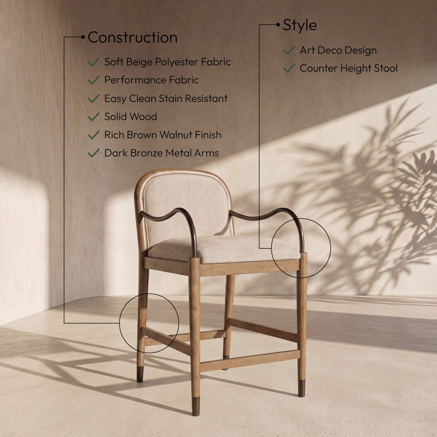 Cambria Fabric Upholstered Counter Stool — 75032-C - Beige - 75032Beige-C Infographic