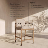 Cambria Fabric Upholstered Counter Stool — 75032-C - Beige - 75032Beige-C Infographic