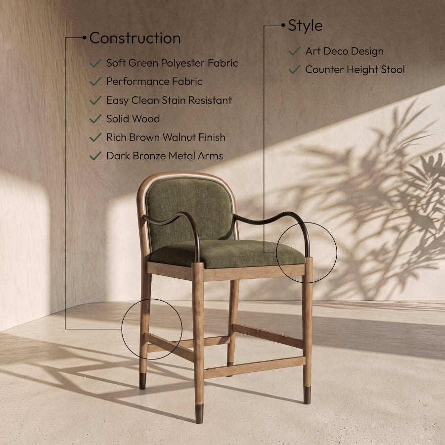 Cambria Fabric Upholstered Counter Stool — 75032-C - Green - 75032Green-C Infographic