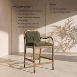 Cambria Fabric Upholstered Counter Stool — 75032-C - Green - 75032Green-C Infographic
