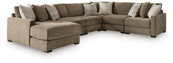 Camellia-Court Coffee 6-Piece Sectional with Left-Arm Facing Chaise