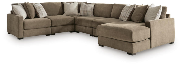 Camellia-Court Coffee 6-Piece Sectional with Right-Arm Facing Chaise