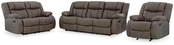 First Base Gunmetal Reclining Living Room Set