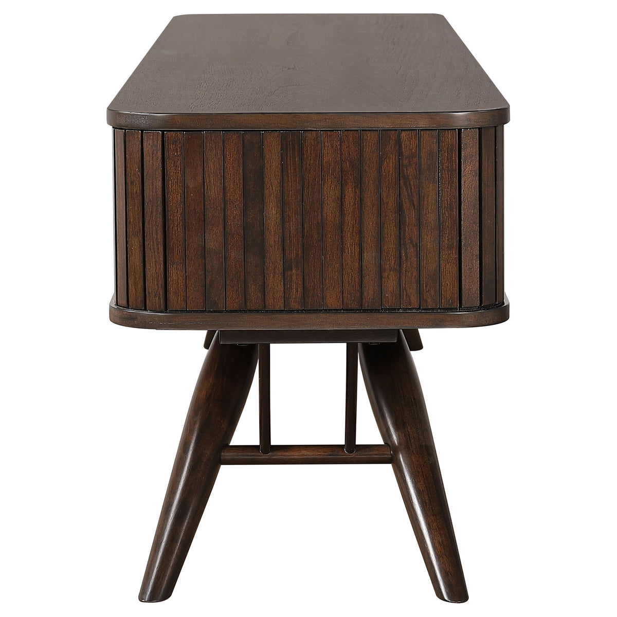 Valna Wood 71-inch TV Stand with Sliding Doors Walnut