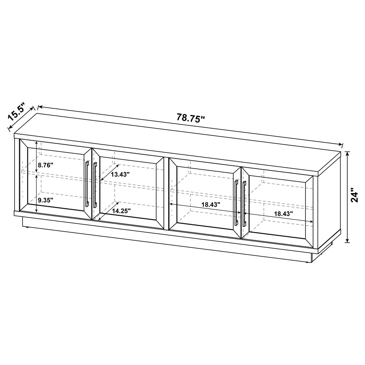 Medina 4-Door TV Stand for TVs up to 85 Inches Latte