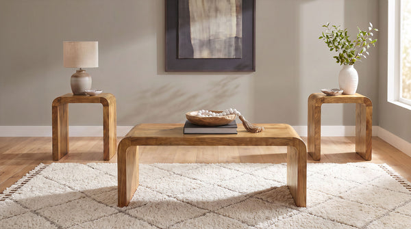 Booker 3-piece Mango Wood Coffee and End Table Set Natural