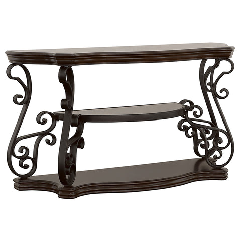 Laney Scrollwork Entryway Sofa Console Table Dark Merlot