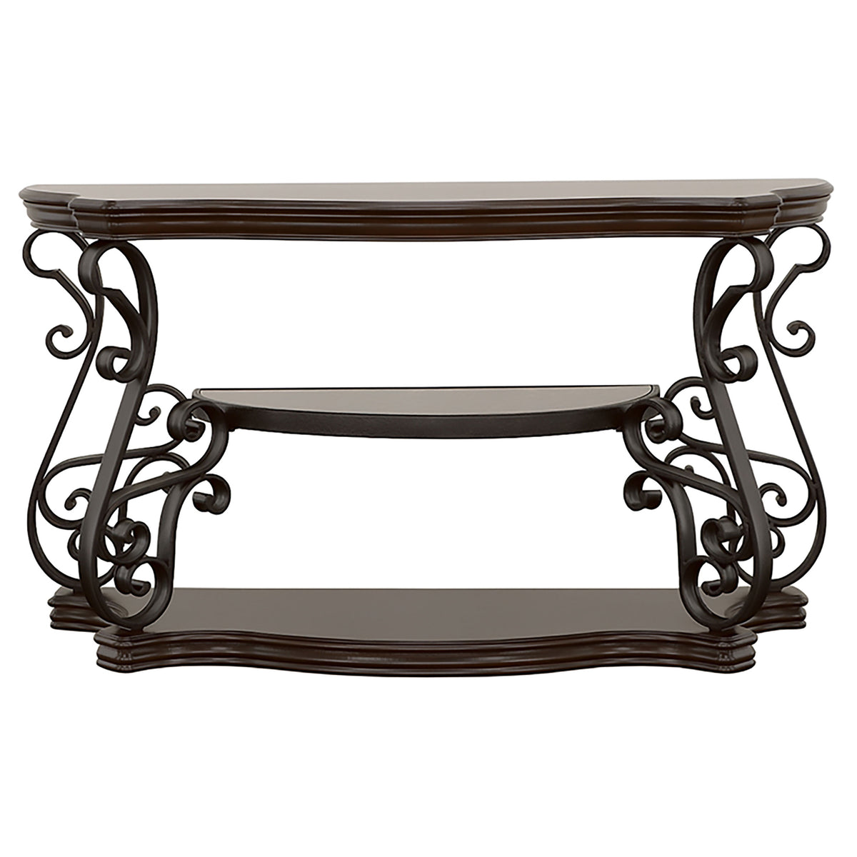 Laney Scrollwork Entryway Sofa Console Table Dark Merlot