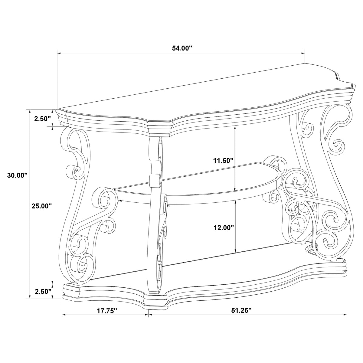Laney Scrollwork Entryway Sofa Console Table Dark Merlot
