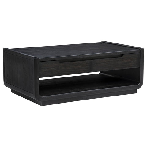 Leandro 2-drawer Wood Cocktail Coffee Table Burnished Black
