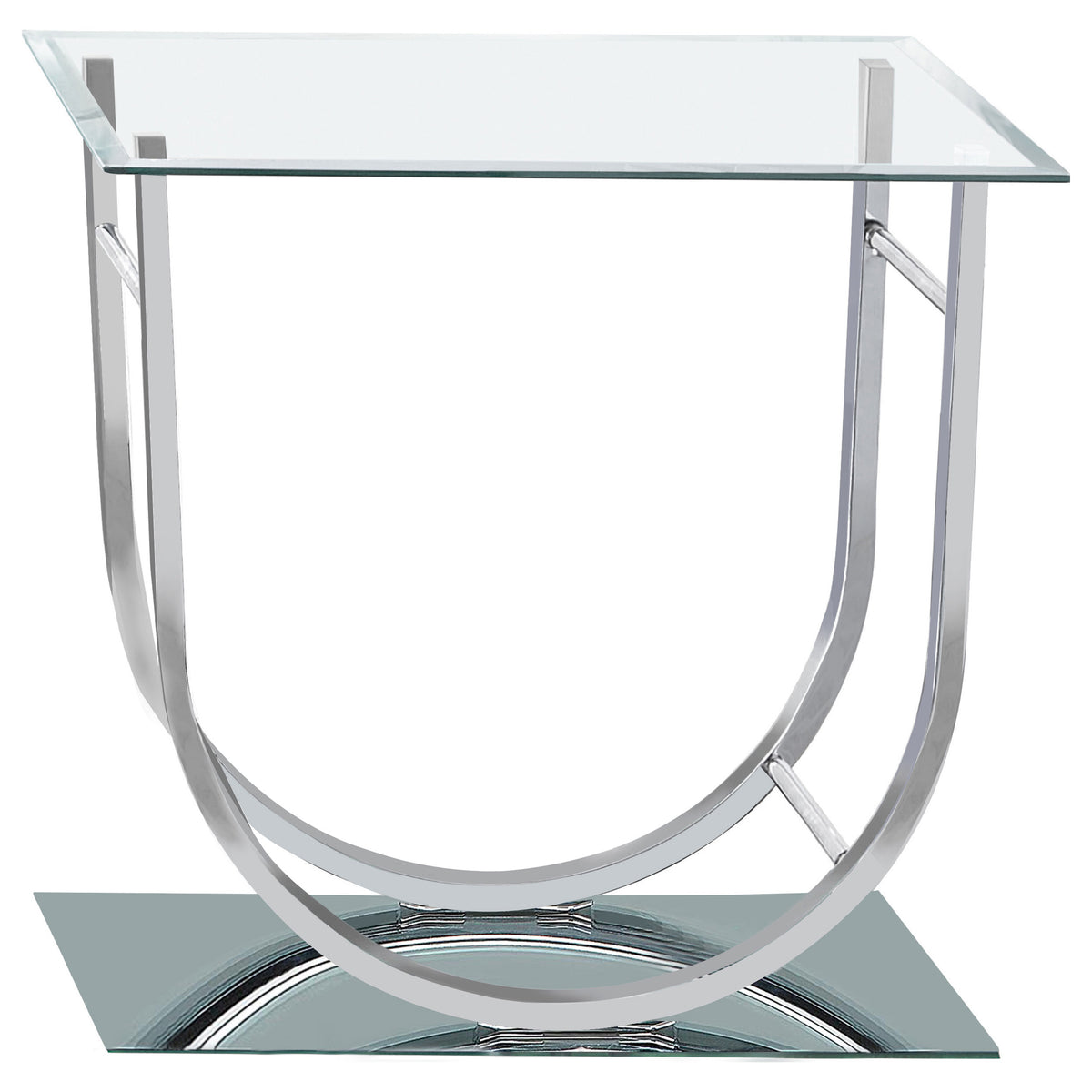 Danville Rectangular U-Shaped Glass Top Side End Table Chrome
