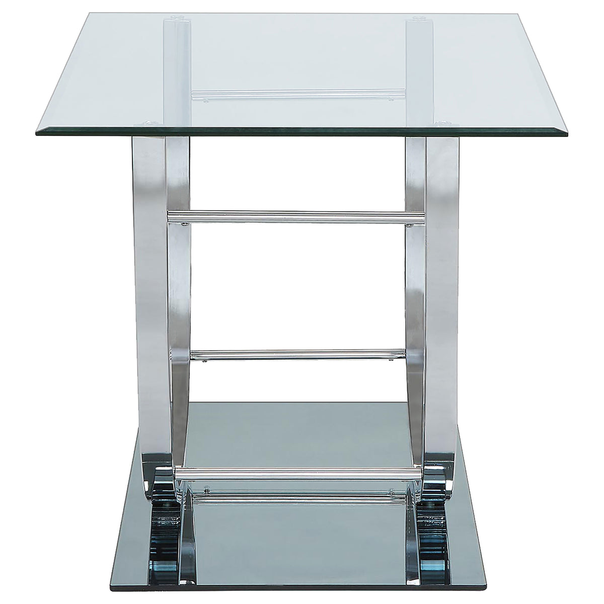 Danville Rectangular U-Shaped Glass Top Side End Table Chrome