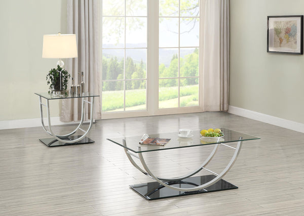 Danville 2-piece Glass Top Coffee and End Table Set Chrome