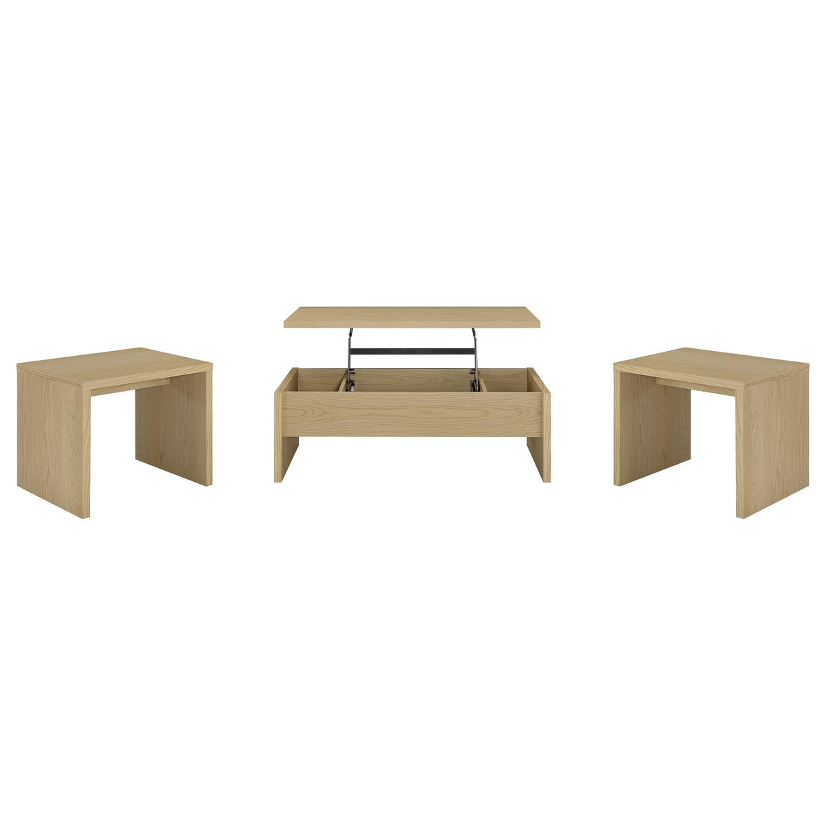 Canoga 3-piece Lift Top Cocktail Coffee Table Set Light Oak